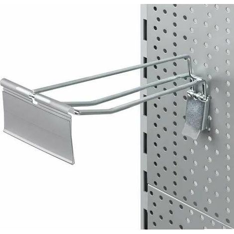 Gancio doppio in acciaio da 250 mm per scaffale da negozio con cartellino del prezzo per supporto espositore su scaffale, pannello forato (1/2)