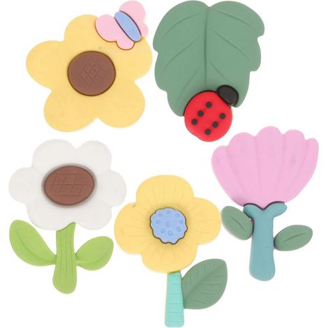 Lot de 5 aimants pour réfrigérateur, en forme de fleur de dessin animé, aimants en caoutchouc pour casier et tableau blanc-5.4x4.5CM (1/3)
