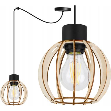 LAMPE DE PLAFOND SUSPENDU À LED EN BOIS MODERNE (1/5)