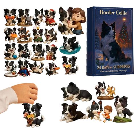 Calendrier De L'Avent 2025 Figurines De Chien En Acrylique 2D Signes D Animaux Mignons Pour Calendrier De Fêtes Pour Adultes Décor Maison Mur Étagère Porte (1/5)