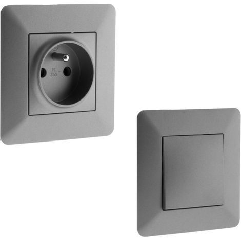 Lot de 6 paquets de 7 prises et 3 va et vient titanium - Artezo - Zenitech (1/3)