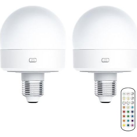 Ampoule rechargeable USB avec télécommande, minuterie, intensité réglable, facile à installer, alimentée par piles, culot E27, lampe RGB (1/5)