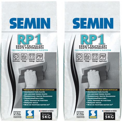 Enduit de Rénovation Polyvalent Semin - RP1 - Intérieur - Poudre - Sac 5 kg (lot de 2) (1/4)