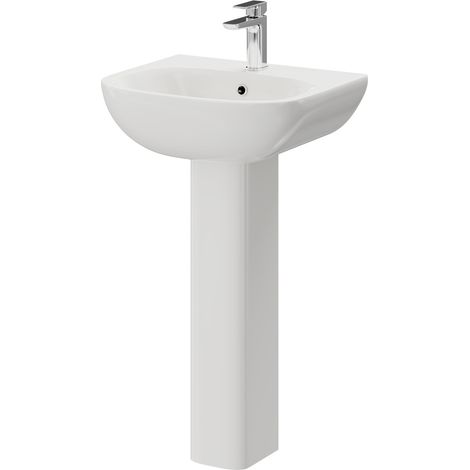 Monza 450mm Basin with 1 Tap Hole and Full Pedestal (1/5)