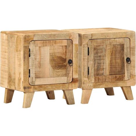vidaXL Comodini 2pz 40x32x46 cm in Legno Massello di Mango Grezzo (1/5)