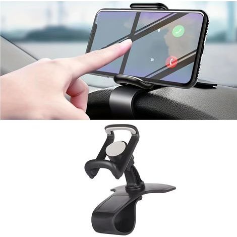 Support de téléphone portable à pince pour tableau de bord, support de téléphone de voiture rotatif à 360 degrés, support de téléphone multifonctionnel pour tableau de bord, accessoire universel pour (1/5)