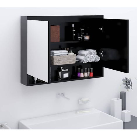 Armoire à miroir de salle de bain-Meuble de salle de bain 80x15x60 cm MDF anthracite 881298 (1/5)