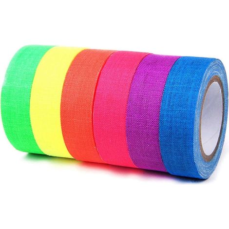 Lot de 6 rouleaux de ruban adhésif phosphorescent, ruban en coton fluorescent UV, ruban adhésif phosphorescent mat. (1/5)