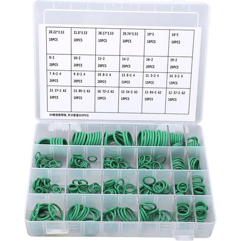 Jeffergarden Kit d'assortiment de joints toriques en caoutchouc universel 345 pièces bague d'étanchéité de climatisation anti-poussière pour Automobile-DOU