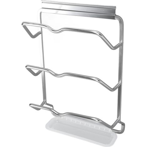 Portaposate da cucina a tre livelli in alluminio con vassoio per l'acqua.