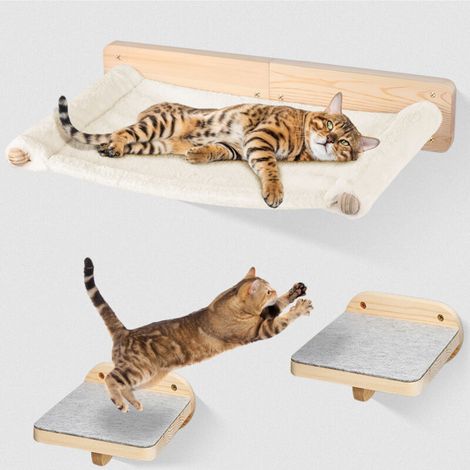 Mur d'escalade pour chat mural avec escalier et hamac pour escalade, dormir, jouer (1/5)