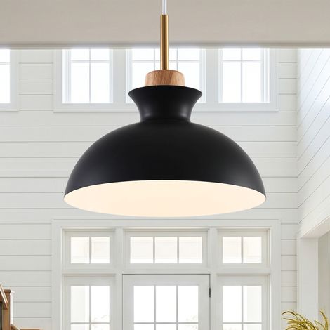 Parrot Uncle Black Pendant Light, 28cm Industrial Ceiling Light Shade with Adjustable Cable, Modern E27 Hanging Lamp for Kitchen Dining Room Living Room Bedroom (1/5)