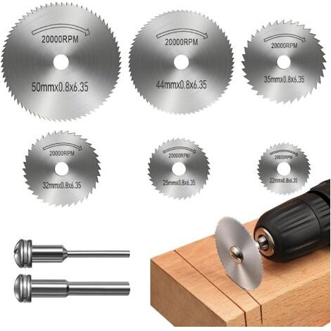 Disques de Coupe pour Outil Rotatif, Lames de Perceuse à Disque, Disques de coupe HSS, Lames de scie en acier rapide, Lame Mini Scie Circulaire pour la Coupe du bois, Plastique et Métal (8 Pièces) (1/5)