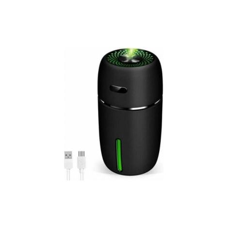 1 humidificateur pour enfants avec deux modes de pulvérisation, silencieux, avec lumières LED 7 couleurs, humidificateur USB portable pour la maison, 200 ml (noir) (1/4)