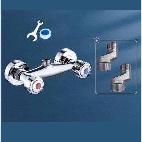 Mitigeur thermostatique de salle de bain, robinet mural double sortie de douche, mitigeur en laiton pour barre de douche, robinet d'eau chromée à do (1/5)