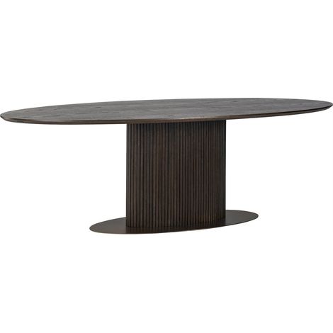 Table de Salle à Manger Ovale Design Bois Foncé Stylé - Brun (1/5)