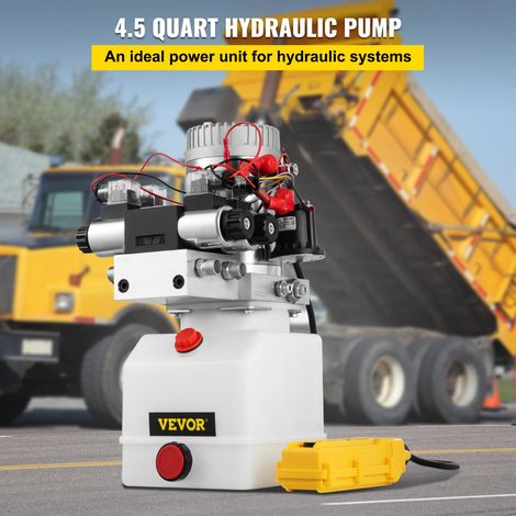 Pompe Hydraulique 12 V 4.5 L, Pompe Hydraulique Remorque Double Effet et Double Solénoïde, Pompe Hydraulique Électrique Réservoir P… (1/5)