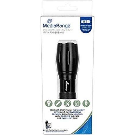 Torcia LED - Mediarange - MR735 - Ricaricabile USB - 100m di Portata - 5 Modalità di Illuminazione