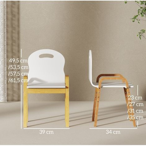 MEUBLIV Set di 2 sedie per bambini in legno bianche 3-15 anni, altezza regolabile, con braccioli (1/5)