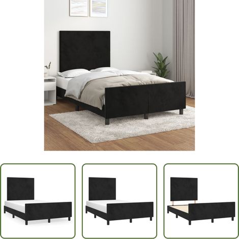 Kopfteil - Bettgestell ohne Matratze Schwarz 120x200 cm Samt (1/5)