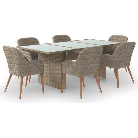 Maison Exclusive - 7-tlg. Garten-Essgruppe Poly Rattan Braun (1/5)