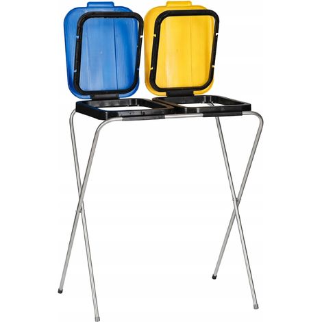 Support pour sacs poubelles pour 2 poubelles de couleurs différentes (1/3)