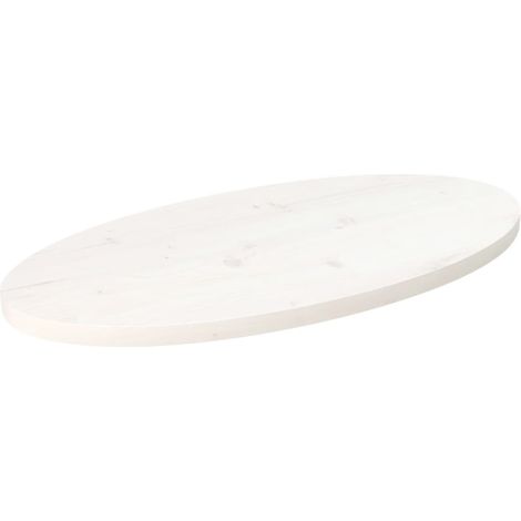 Tischplatte Weiß 80x40x2,5 cm Massivholz Kiefer Oval