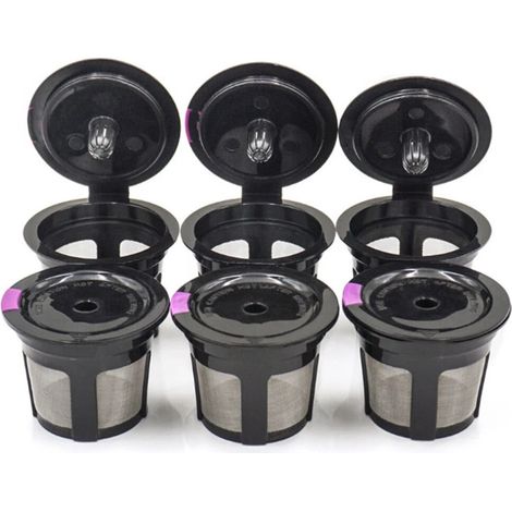 Capsule Café Réutilisable - Pour Machine Keurig 2.0 1.0 Mini Plus - Filtre à Maille Fine - Capacité Élevée - Noir - 6 Pièces (1/5)