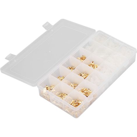 Lot de 1000 connecteurs électriques à lame mâle femelle, isolés PVC ignifuge, cosse à lame dorée, kit complet (1/5)