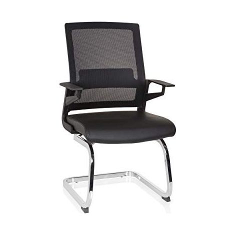 Chaise de conférence / chaise cantilever / chaise INVENTOR V PRO simili cuir noir hjh OFFICE