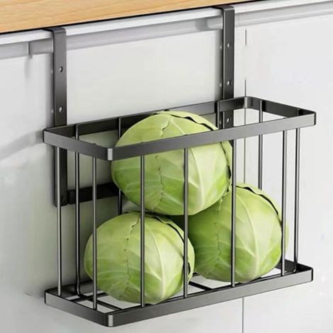 Schranktürkorb, Türhänger, Mehrzweck-Küchentürkorb, hängender Metallkorb für Obst, Gemüse und Geschirr (1/4)