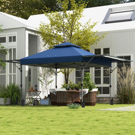 Pavillon escamotable murs extensibles hauteur réglable sac roues - Dimensions: 5x3m - Couleur: Bleu