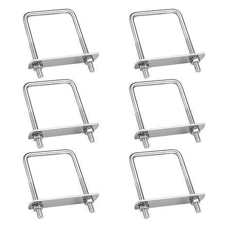 6 Pièces Acier Inoxydable Boulons En U, M8 U-Bolts, Boulon Carré en U Avec Écrous et Plaque De Cadre, Boulons de Serrage Fixation, pour Fixation Tuyaus(100x50mm) (1/5)