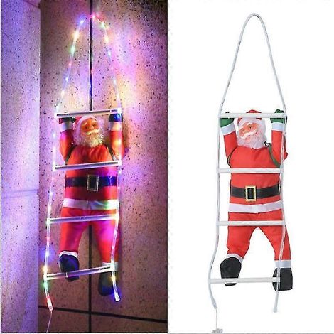 Mimigo Échelle lumineuse LED étanche USB en forme de Père Noël, décorations pour sapin de Noël, Père Noël grimpant à l'échelle, pour décoration intérieure ou extérieure de Noël et du Nouvel An (1/5)