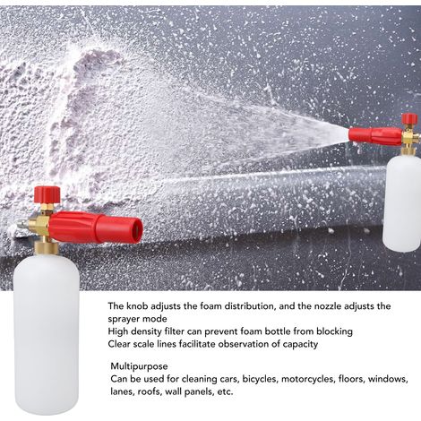 Lanza de espuma de alta presión de 1000 ml con conector rápido de 1/4 de pulgada para coche y motocicleta. (1/5)