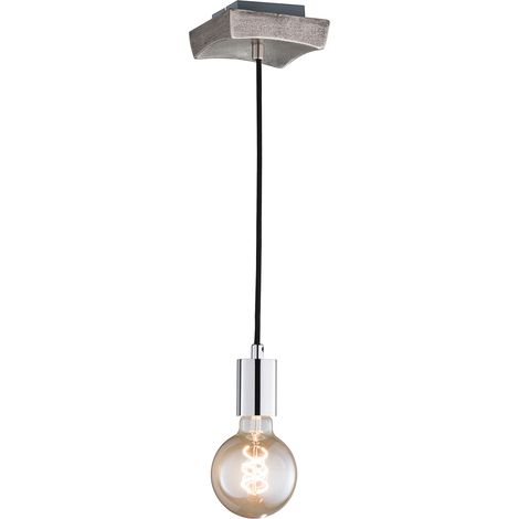 Suspension lampe suspension lampe de salle à manger couvercle décoratif lampe suspension chrome noir, métal, câble textile, 1x E27, DxH 12x140 cm (1/3)