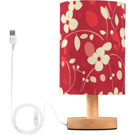 Lampes de table Pâques à motif floral rouge cerise pour chambre (1/5)