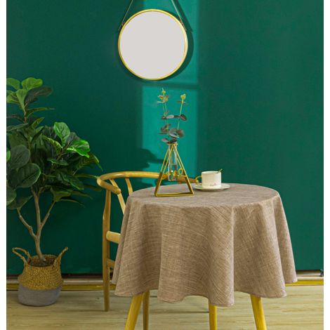 Nappe antitache unie ronde Taupe 160 cm