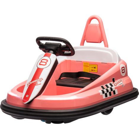 6V Electric Kids Bumper Car, 6V Spin Waltz Car, Music, Horn, Lights - Pink (1/5)