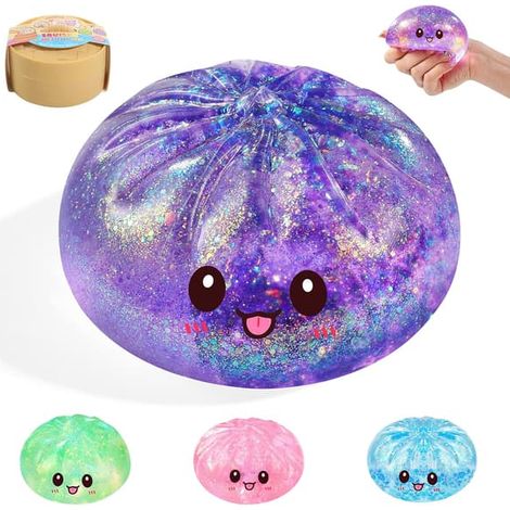 Boîte mystère anti-stress rare en forme de boulette de sucre, jouet à presser en forme de bao bun pailleté (violet) (1/5)