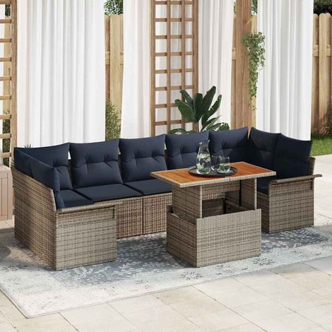 Set Divano da Giardino 8 pcs Grigio Poly Rattan vidaXL (1/5)