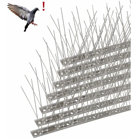 Lot de 40 pics anti-oiseaux de 33 cm en acier inoxydable pour effrayer les pigeons, les corbeaux, les moineaux et les chats - Pics respectueux des animaux