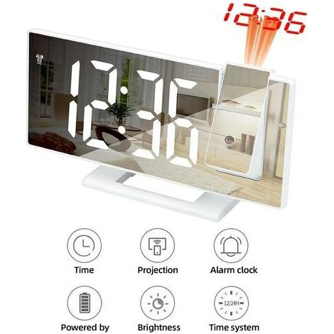 LED digital projection alarm clock, electronic alarm clock with time projector, silent alarm clock for the bedside table (1/5)