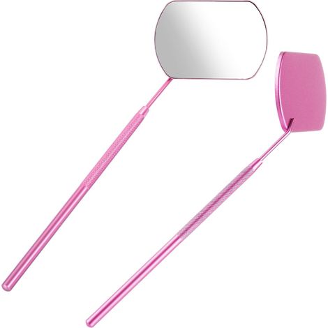 Miroir carré léger pour extensions de cils - 1 miroir amovible en acier inoxydable - Multi-usage - Accessoire cosmétique pour examen dentaire (1 pièce, rose) (1/5)