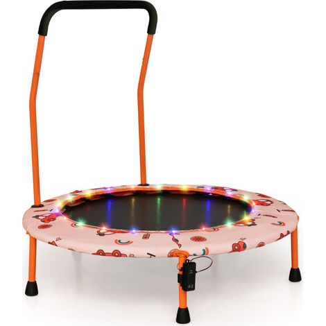 Trampoline pour Enfants Ø92CM Lumineux avec Poignée Amovible Charge 25KG pour Sports de Saut Intérieur Extérieur Orange CW9510 Maison Chic (1/3)