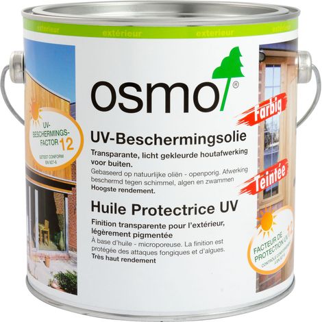 Huile pour bois teintée UV – 2,5 Litres – Protection durable pour surfaces verticales en bois – Application en 2 couches – Osmo (1/2)