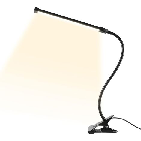 lámpara de escritorio LED, 3 colores regulables, iluminación sin parpadeos, lámpara de lectura con pinza, para oficina/dormitorio. (1/5)