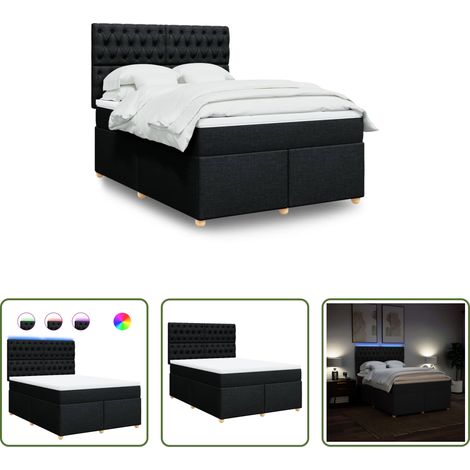 Matelas à ressorts ensachés - Sommier à lattes de lit avec matelas Noir 140x190 cm Tissu (1/5)