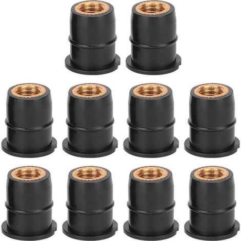 10 pièces bien écrou M6x0.8mm caoutchouc captif laiton pour moto ATV pare-brise corps (1/5)