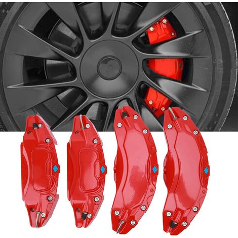 Bremssattel-Abdeckungen aus Aluminiumlegierung, rot/gelb, für 19/20-Zoll-Felgen des Tesla Model Y (2020–2023) (Aufkleber nicht enthalten) Rot (1/5)